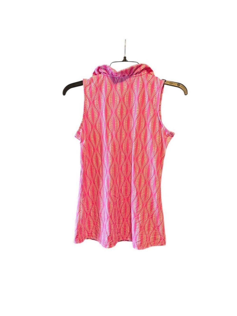 Lulu B Ruffle Neck Sleeveless Top Pink Dots Stretch NWT Size XS - Picture 4 of 8